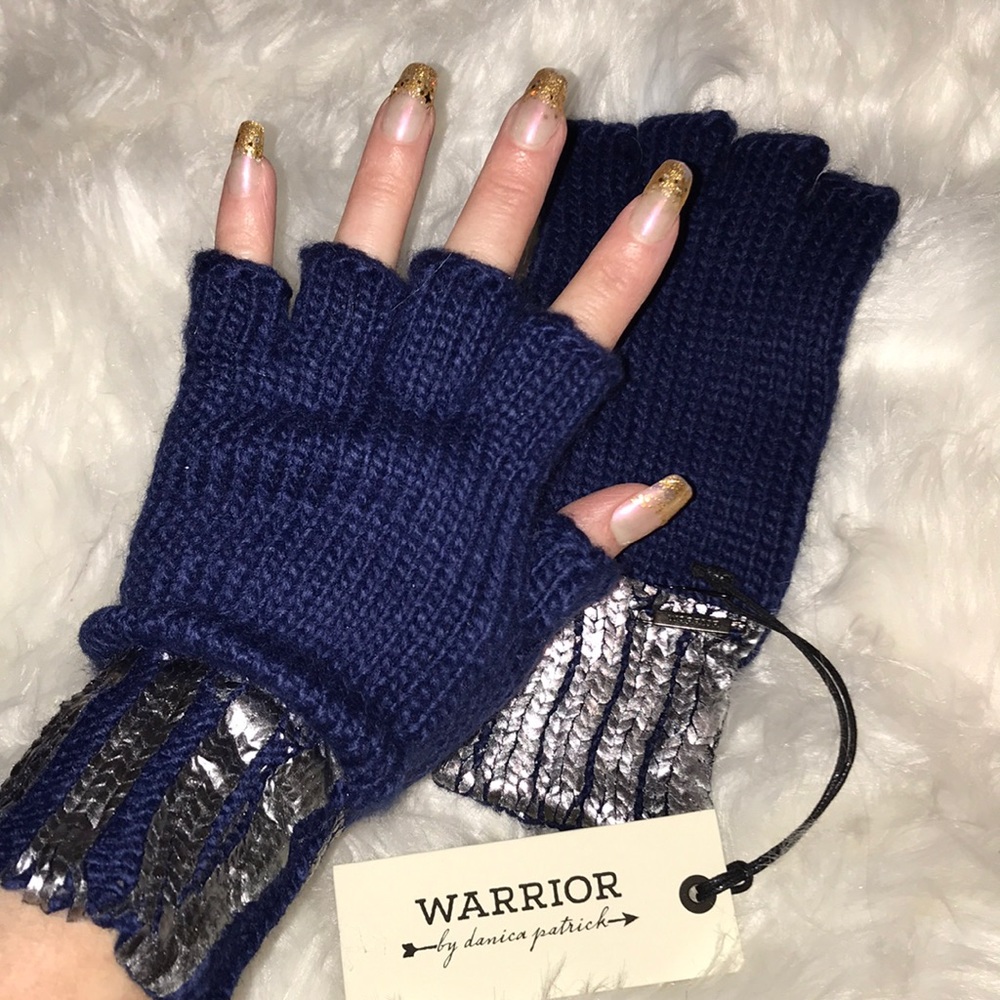 Fingerless Navy  “Warrior “ Gloves